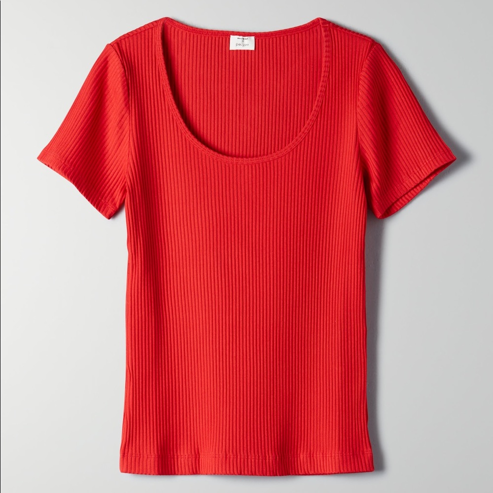 Aritzia Wilfred Maelle Fitted Ribbed Top Red